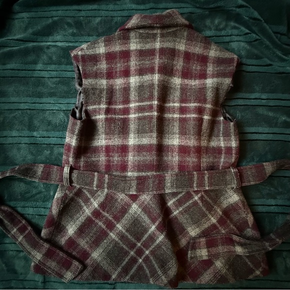 Vtg pendleton virgin and lamp wool plaid belted vest size L made in USA - Picture 9 of 15
